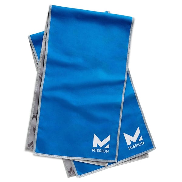 Mission Hydro Active 2 pack 8 in. x 30 in. Blue Microfiber Small Cooling Towel