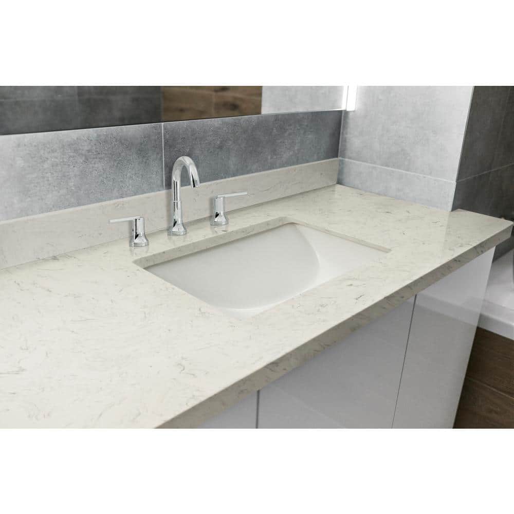 49 in. White Marble Vanity Top with Single Sink