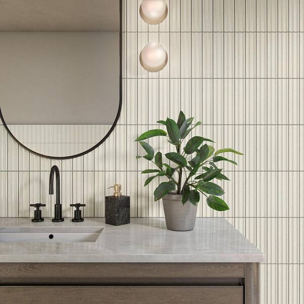 Indoterra White Desert 2 in. x 9 in. Matte Porcelain Fluted Concrete Look Wall Tile (543.4 sq. ft./Pallet)