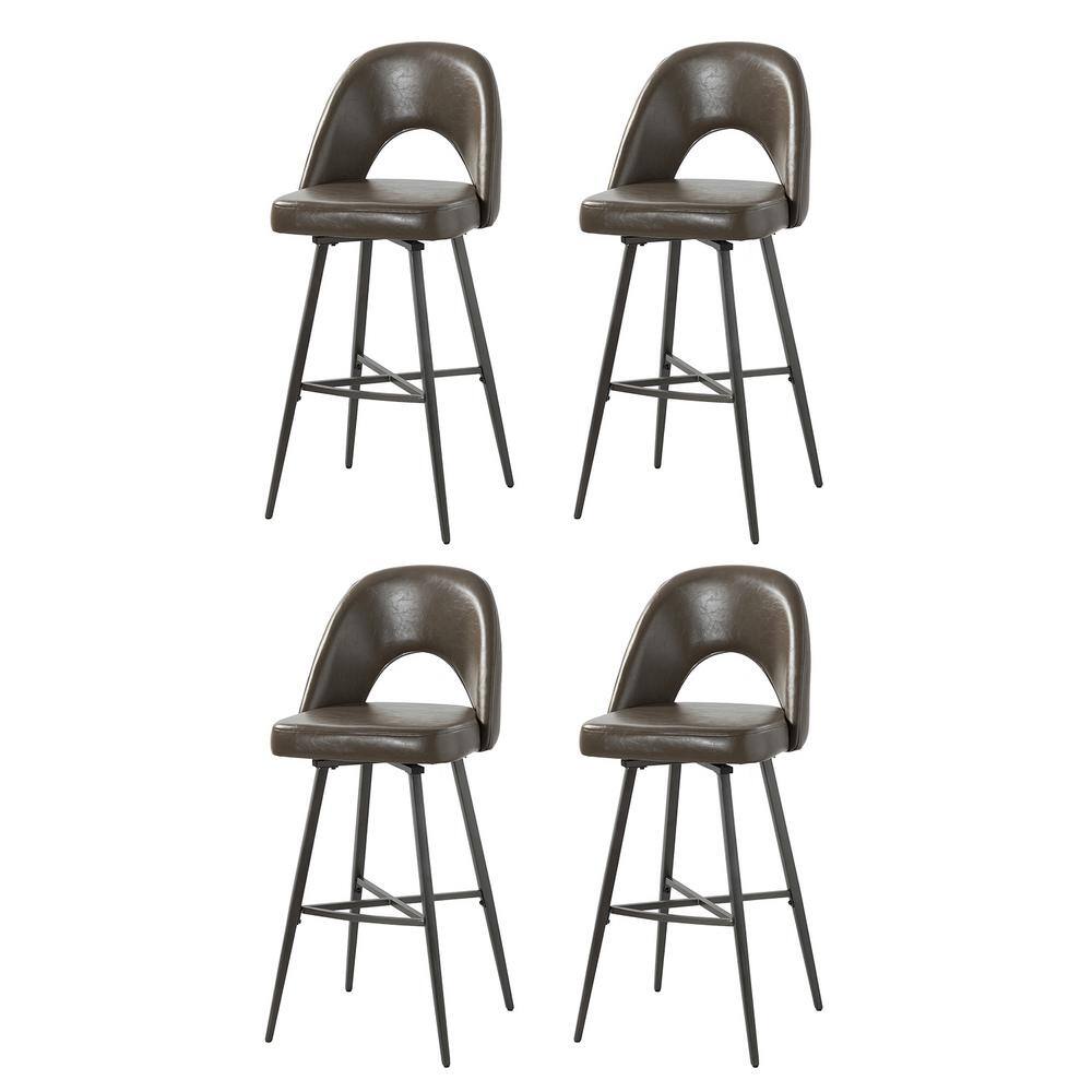 JAYDEN CREATION Vecente Midcentury Modern Grey Leather Adjustable Bar