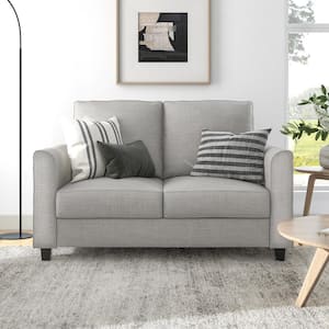 Jorden 54.75 in. Light Gray Solid Polyester 2-Seater Loveseat, Small Space Living