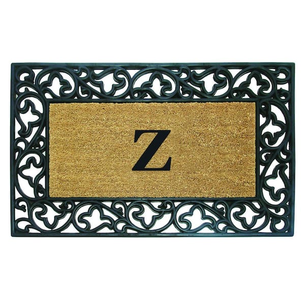 Nedia Home Acanthus Border 30 in. x 48 in. Rubber Coir Monogrammed Z Door Mat