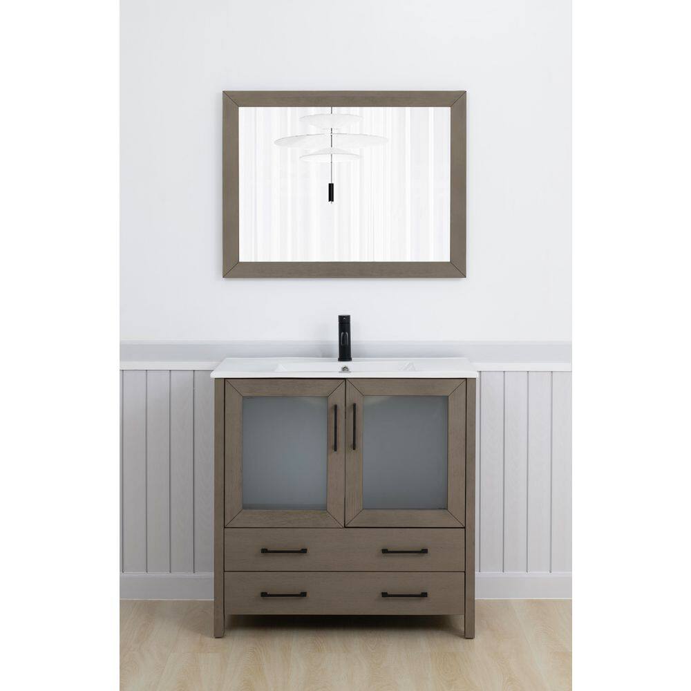 36 in. W x 18 in. D x 36 in. H Driftwood Gray Bath Vanity with White Ceramic Top and Mirror price history on PriceWatchPro