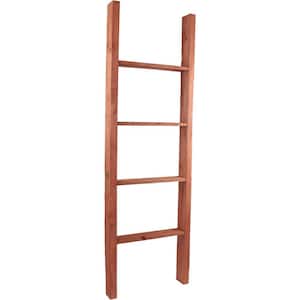 19 in. x 60 in. x 3 1/2 in. Barnwood Decor Collection Salvage Red Vintage Farmhouse 4-Rung Ladder