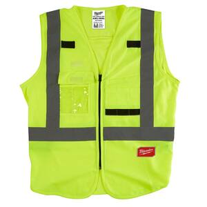4X-Large/5X-Large Yellow Class 2-High Visibility Safety Vest with 10-Pockets