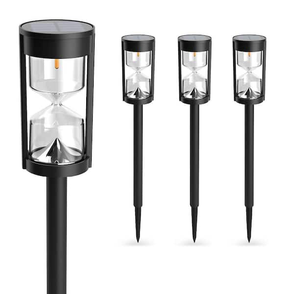 GIGALUMI 12 Lumens Black Solar LED Weather Resistant Outdoor Path Light (4-Pack)