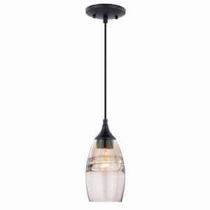 Arezzo 1-Light Oil Rubbed Bronze Shaded Mini Pendant Light Ceiling Light Amber Fog Glass