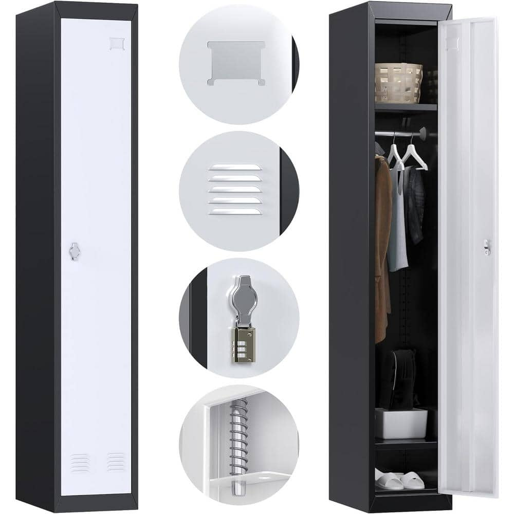 Kaikeeqli 16 in. D x 71 in. H x 32 in. W Black Steel Wardrobe, Metal Locker  for HomeOffice and Laundry Room, Freestanding Cabinet ZYHD-WJGYG-B - The  Home Depot