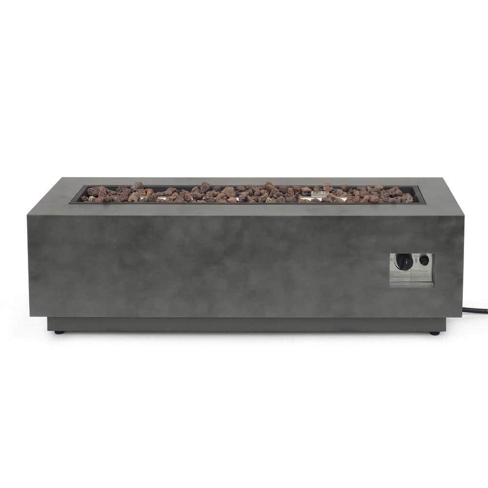 Wellington Rectangular Concrete Gas Fire Pit Table with Tank Holder
