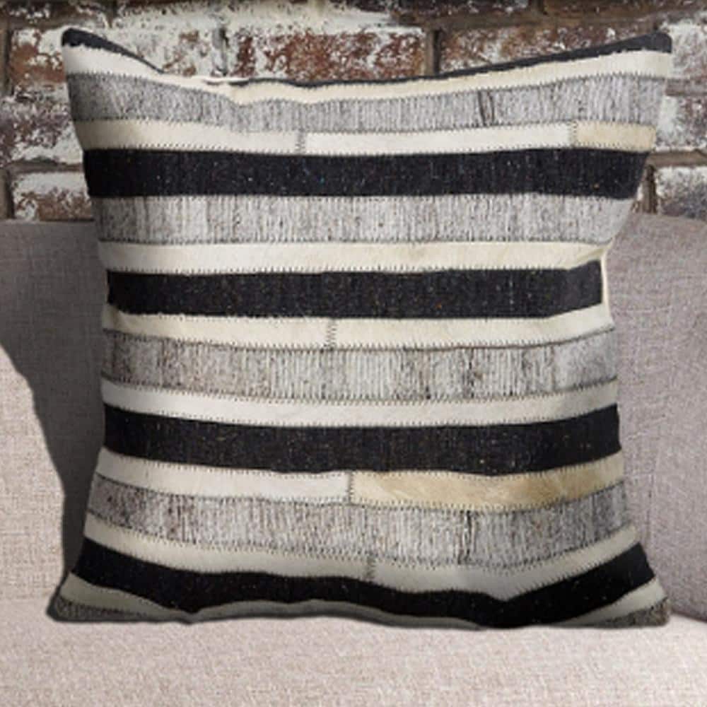 Homestead Black / Ivory High Contrast Faux Leather Hide 20 in. x 20 in. Ind
