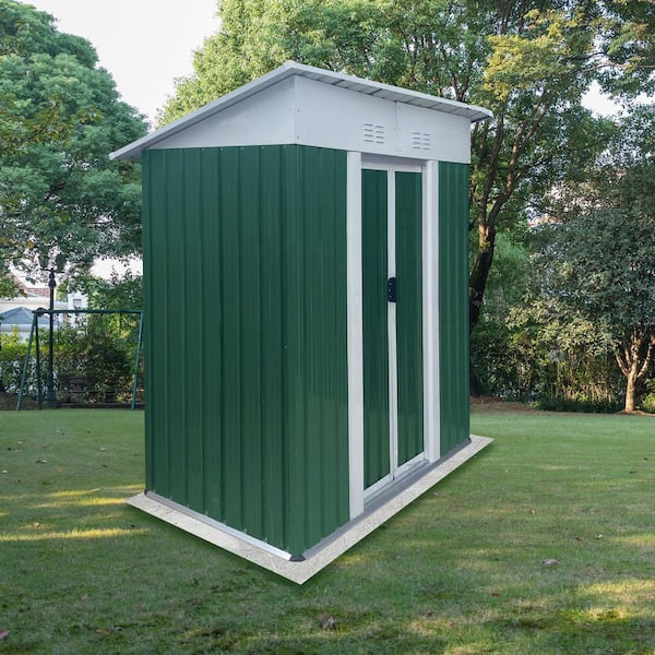Sudzendf 3 ft. W x 5 ft. D Green Metal Storage Shed with Aluminum