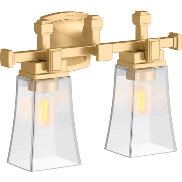 KOHLER Riff 2-Light Brushed Moderne Brass Wall Sconce