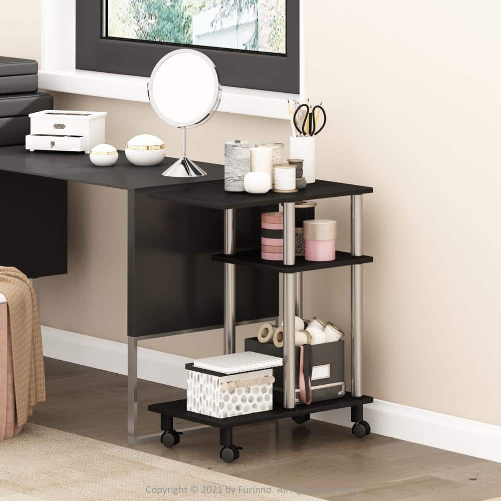 Americano and Stainless Steel U Shape Sofa Side Table with Casters