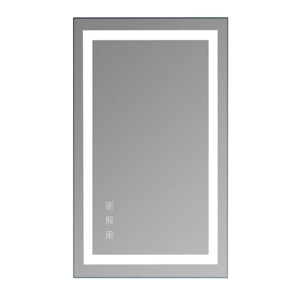 Karl home 24 in. W x 40 in. H Rectangular Frameless with Touch LED Light Bathroom Vanity Mirror Sliver