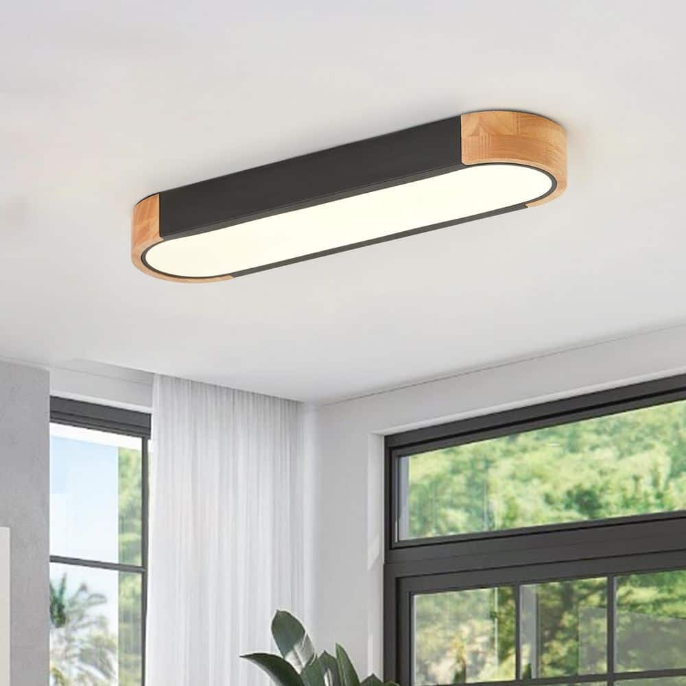 aiwen 19.69 In. 28-Watt Modern Black LED Flush Mount Minimalist