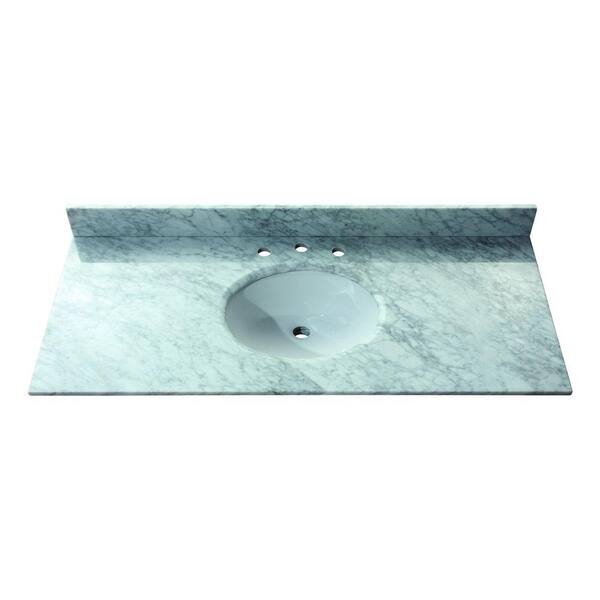 Avanity 49 in. Marble Stone Vanity Top in Carrara White without Basin