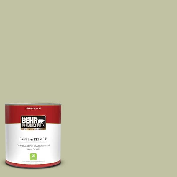 BEHR PREMIUM PLUS 1 qt. #S370-3 Sage Brush Flat Low Odor Interior Paint & Primer