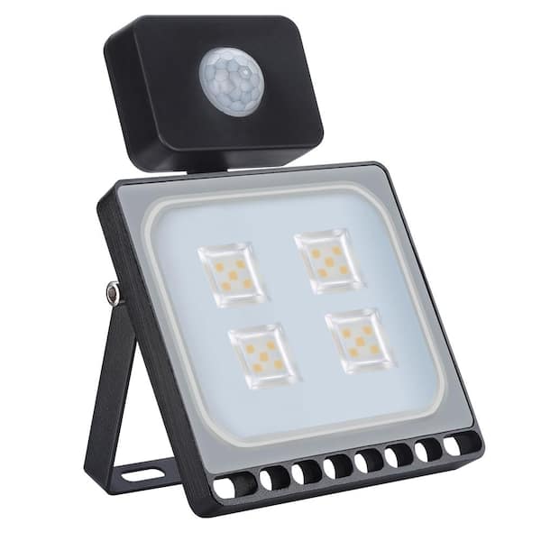 CIPACHO 20-Watt 120-Degree Black Warm White Light Motion Activated Integrated LED Outdoor Thin Flood Light