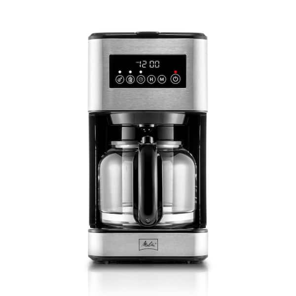 Melitta Aroma Tocco Plus 12 Cup Hot and Iced Drip Coffee Maker with Glass Carafe and Touch Control Display, Black