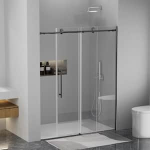 56 in.to 60 in. W x 75 in. H Sliding Frameless Shower Door in Matte Black with Clear Glass