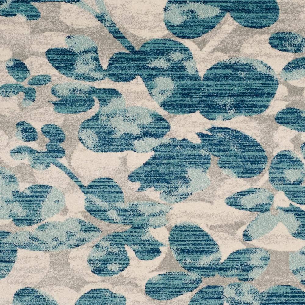 Elegant Gray Floral 9' x 12' Synthetic Easy-Care Area Rug