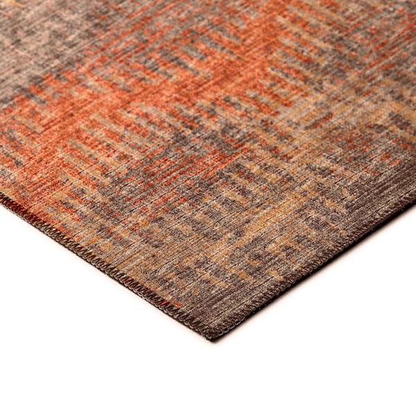 Bravado Orange 3 ft. x 5 ft. Geometric Indoor/Outdoor Washable Area Rug