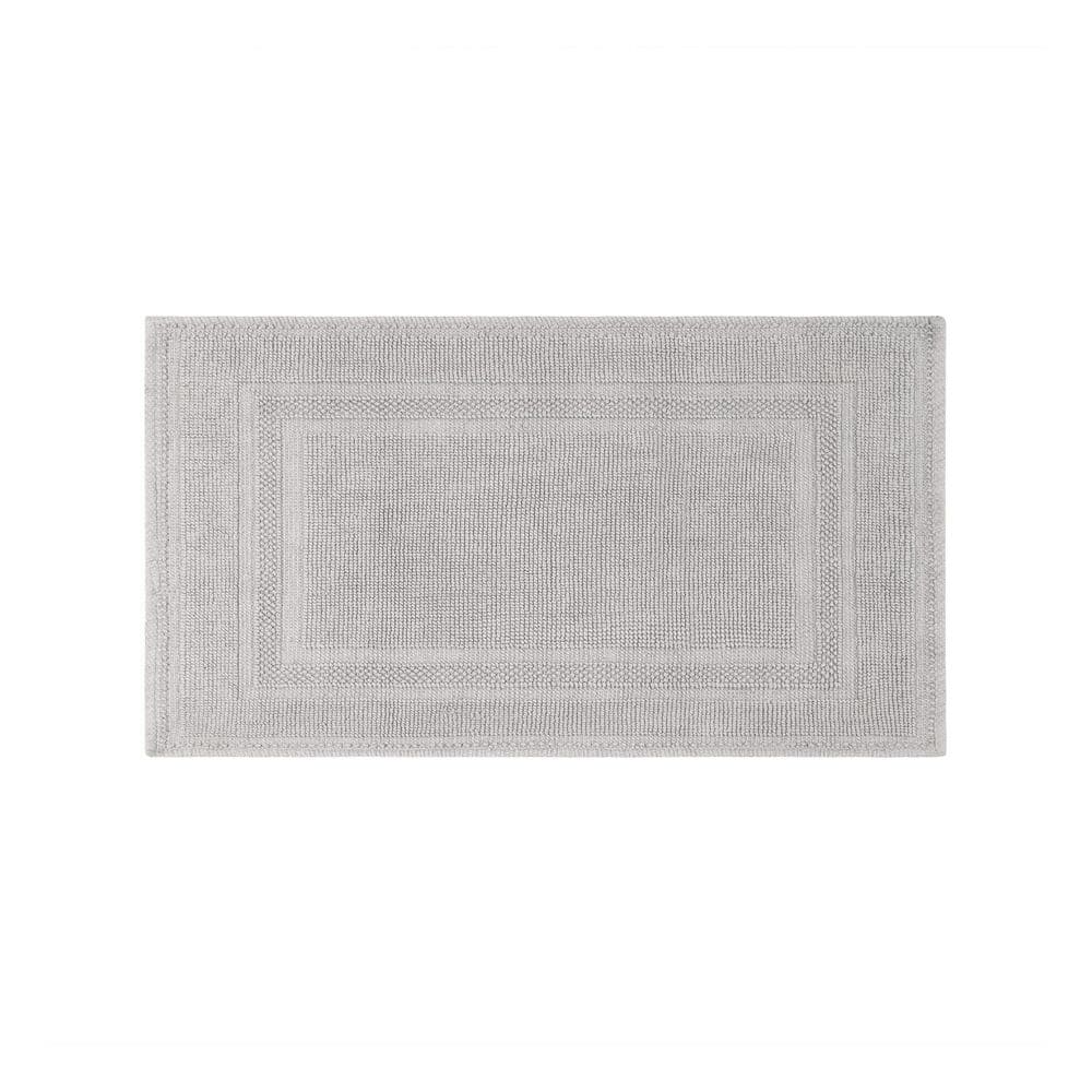 Light Gray Cotton Stonewash Racetrack Bath Rug 17" x 24"