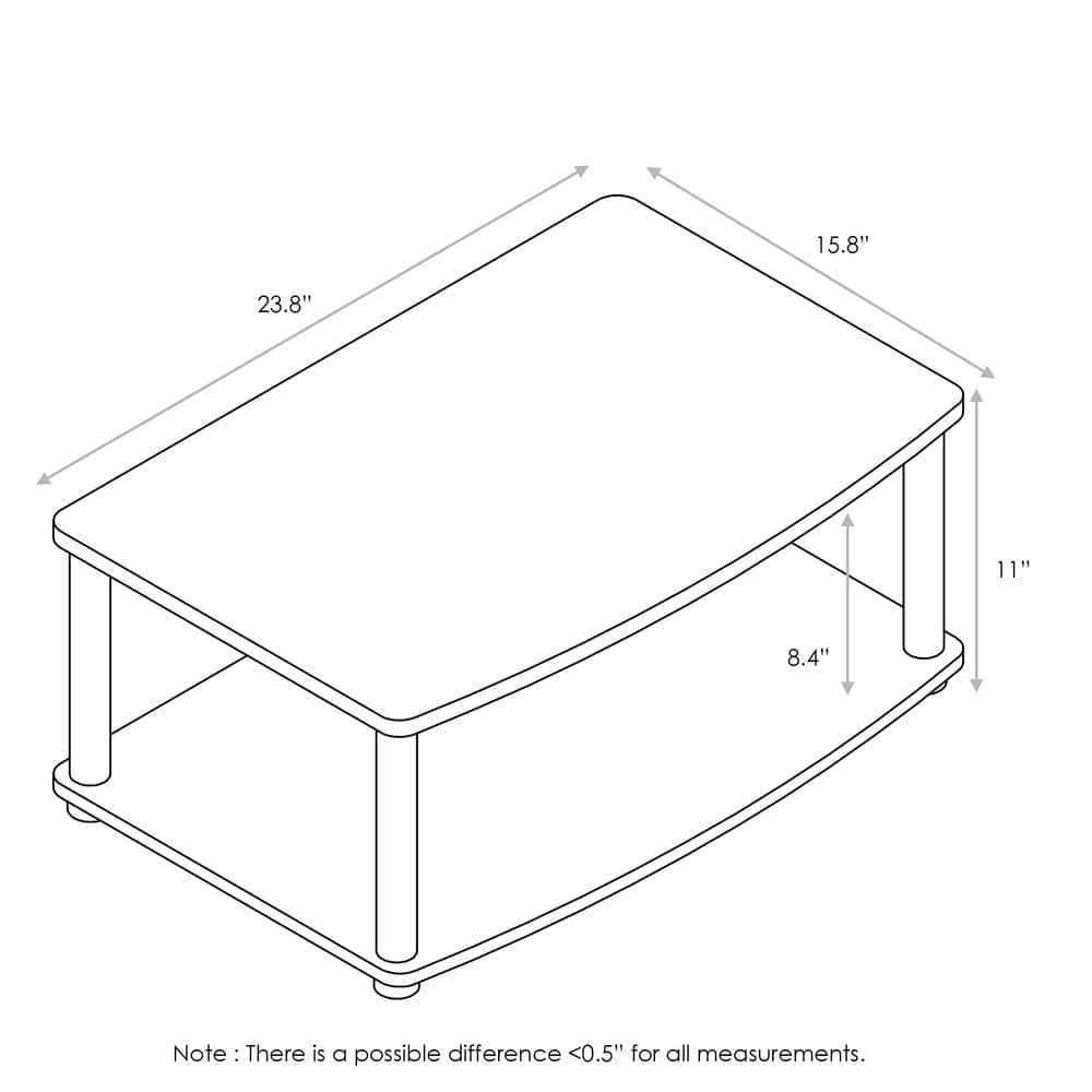 Dark Walnut 2-Tier Rectangular TV Stand with PVC Poles