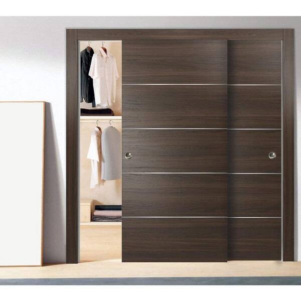 Choco closet◎　0724 Sartodoors Assembly Required 72 in. x 96 in. Flush Chocolate Ash