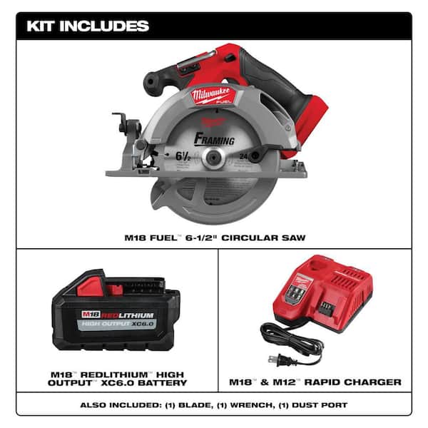 M18 FUEL 18V Lith-Ion Brushless Cordless 6-1/2 in. Circular Saw w/ (1) HIGH OUTPUT 6.0 Ah Battery