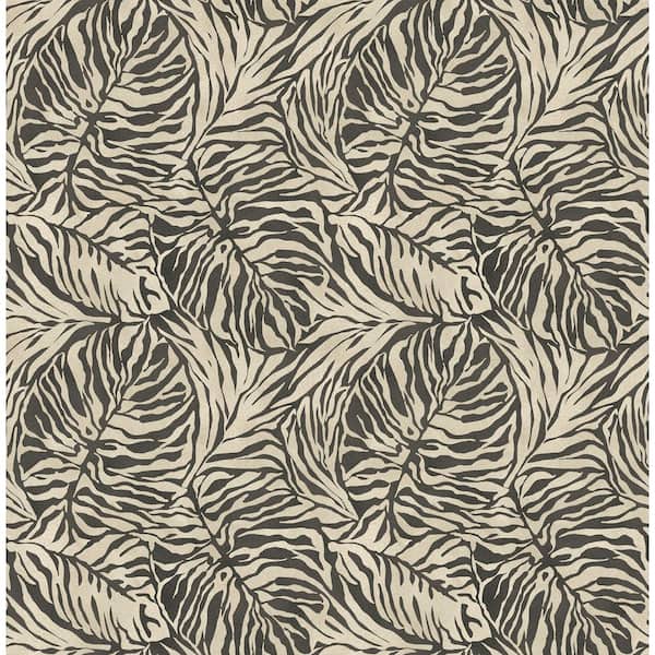 Tommy Bahama Zebra Leaf Ebony Palm Vinyl Peel and Stick Wallpaper Roll (Covers 30.75 sq. ft.)