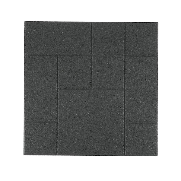 Vigoro 24 in. x 24 in. x 5/8 in. Dark Gray Dual-Sided Rubber Paver (4-Pack)