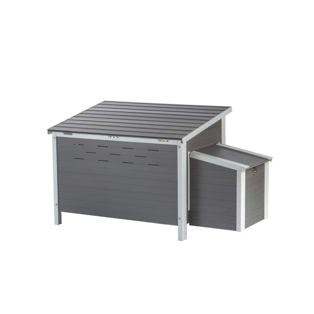 Gray and White ECOFLEX Outdoor Chicken Coop with Removable Tray