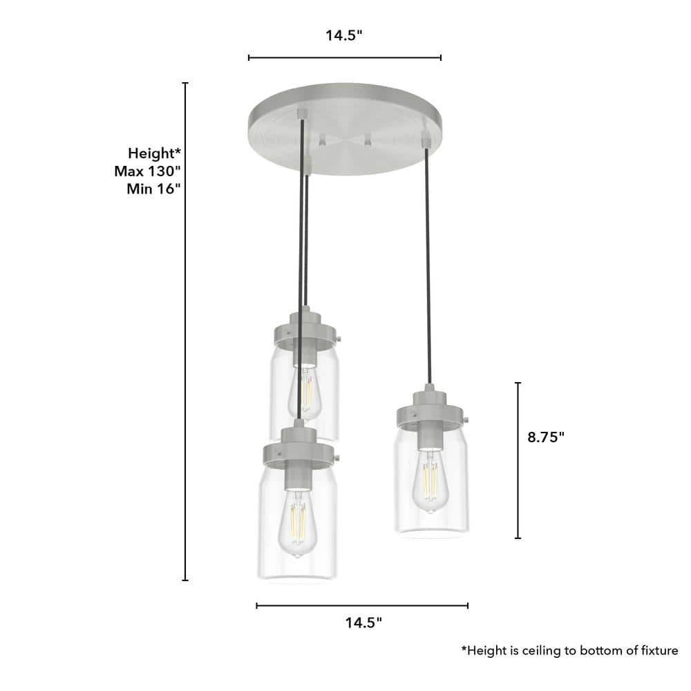 Devon Park Brushed Nickel LED Cluster Pendant with Glass Shades