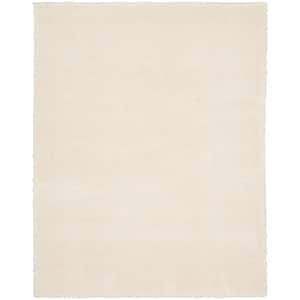 Luxurious Shag Ivory 7 ft. x 9 ft. All-Over Design Contemporary Area Rug