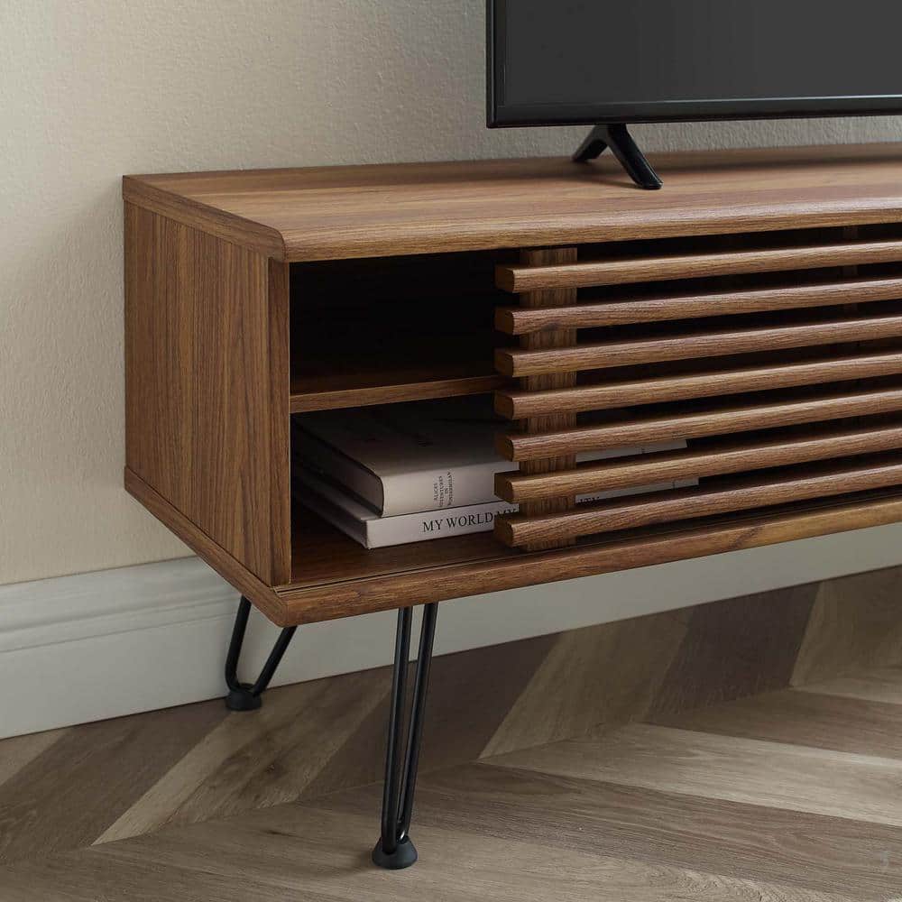 Render 59" Walnut Grain Media Console with Hairpin Legs