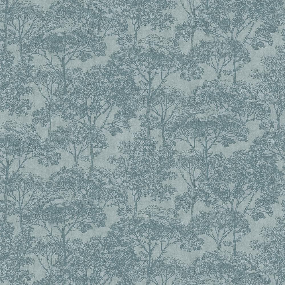 Teatro Blue Trees Non-Pasted Vinyl Wallpaper