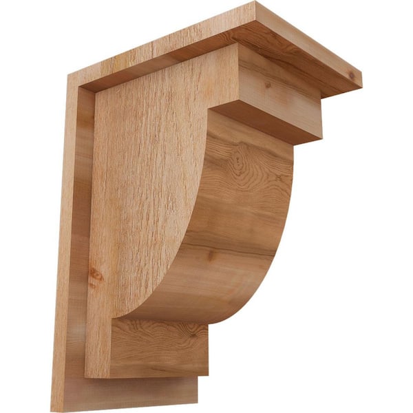 Ekena Millwork 8 in. x 10 in. x 14 in. Western Red Cedar Alpine Rough Sawn Corbel with Backplate