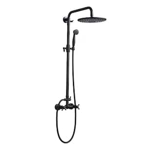 3-Spray Patterns 8 in. Rain Wall Mount Dual Shower Heads Shower System with Slide Bar Hand-Shower in Matte Black