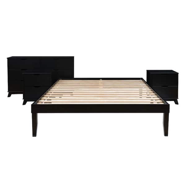 Linon Home Decor Pheba Black Queen, 6-Drawer Dresser and 2 (2-Drawer) Nightstand (Set of 2)