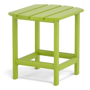 All-Weather Resistant HDPE Patio Adirondack Side Table, Lemon Green