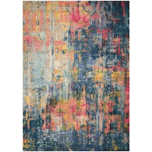 Celestial Blue/Yellow 5 ft. x 7 ft. Abstract Contemporary Area Rug