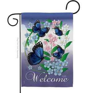 13 in. x 18.5 in. Blue Butterflies Bugs and Frogs Garden Flag 2-Sided Friends Decorative Vertical Flags