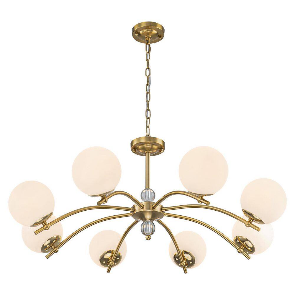 34.65in. 8-Light Modern Brass Sputnik Chandelier with Milky Opal Glass Shades for Living Room Bedroom price history on PriceWatchPro