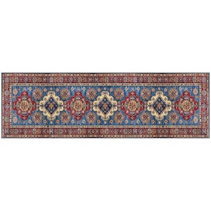 Nevermove Mia Red 2 ft. x 6.3 ft. Machine-Washable Polyester Designer Accent Area Rug with GellyGrippers