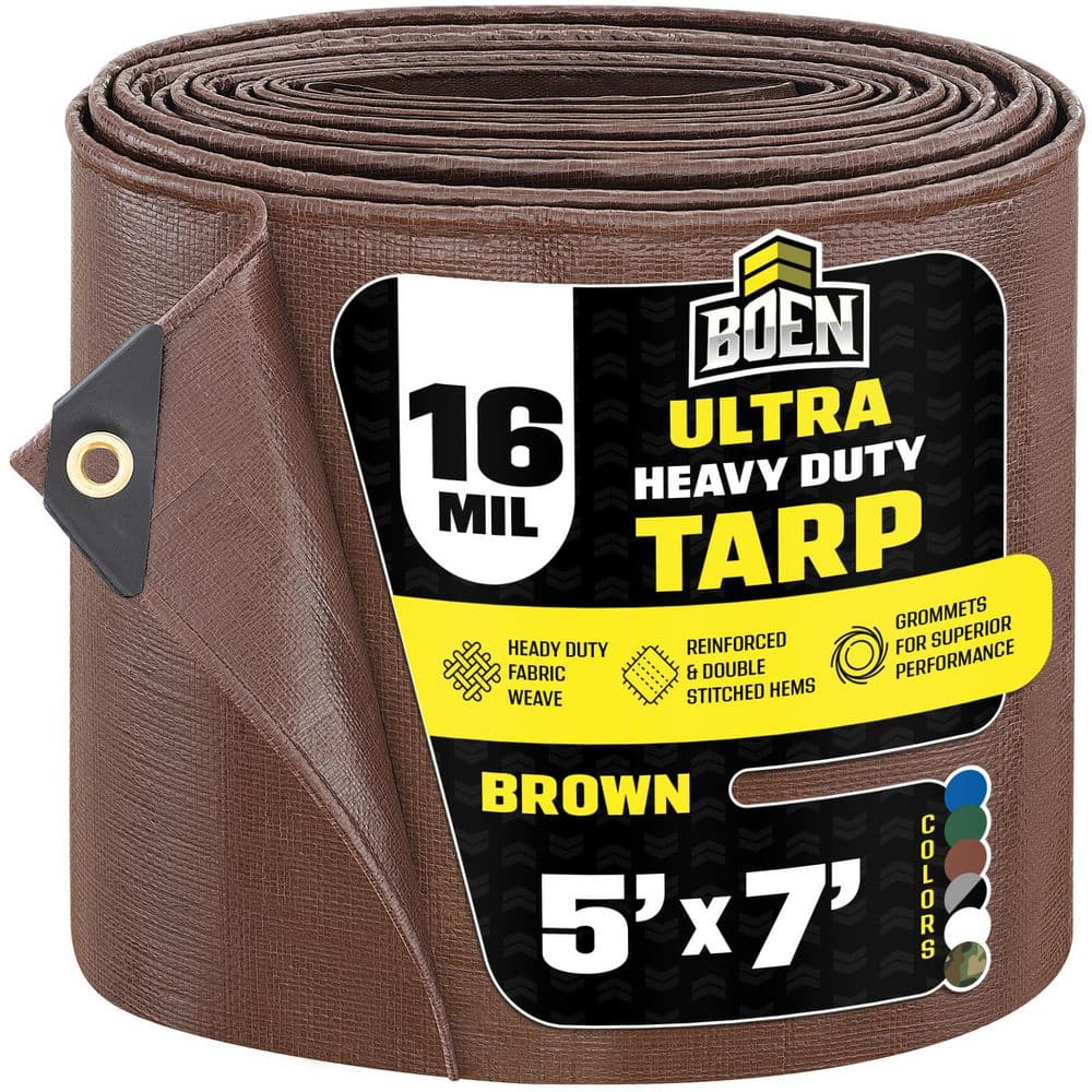 Ultra Heavy-Duty Brown Tarps 5 ft. x 7 ft. Waterproof and UV Resistant, 16 Mil Thick price history on PriceWatchPro