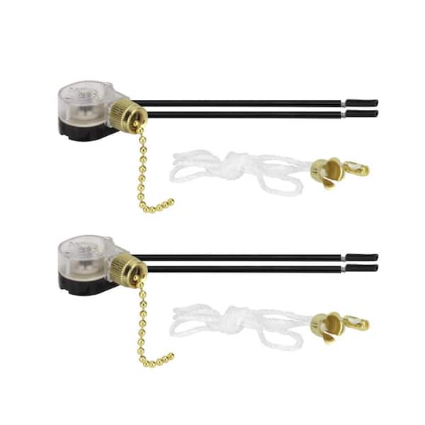 Polished Brass Ceiling Fan Light Switch with Pull Chain (2-Pack)