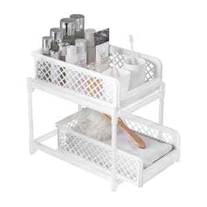 Dracelo 2 Tier White Bathroom Sink Organizer Pull-Out Sliding Storage  Drawer B09NQV4V27 - The Home Depot