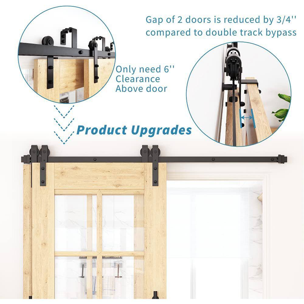 Matte Black Single Bypass Barn Door Hardware Kit