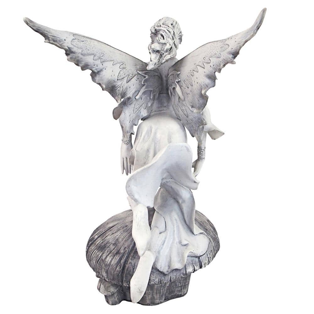 Off-White Hand-Painted Resin Garden Fairy Statue, 11 Inches